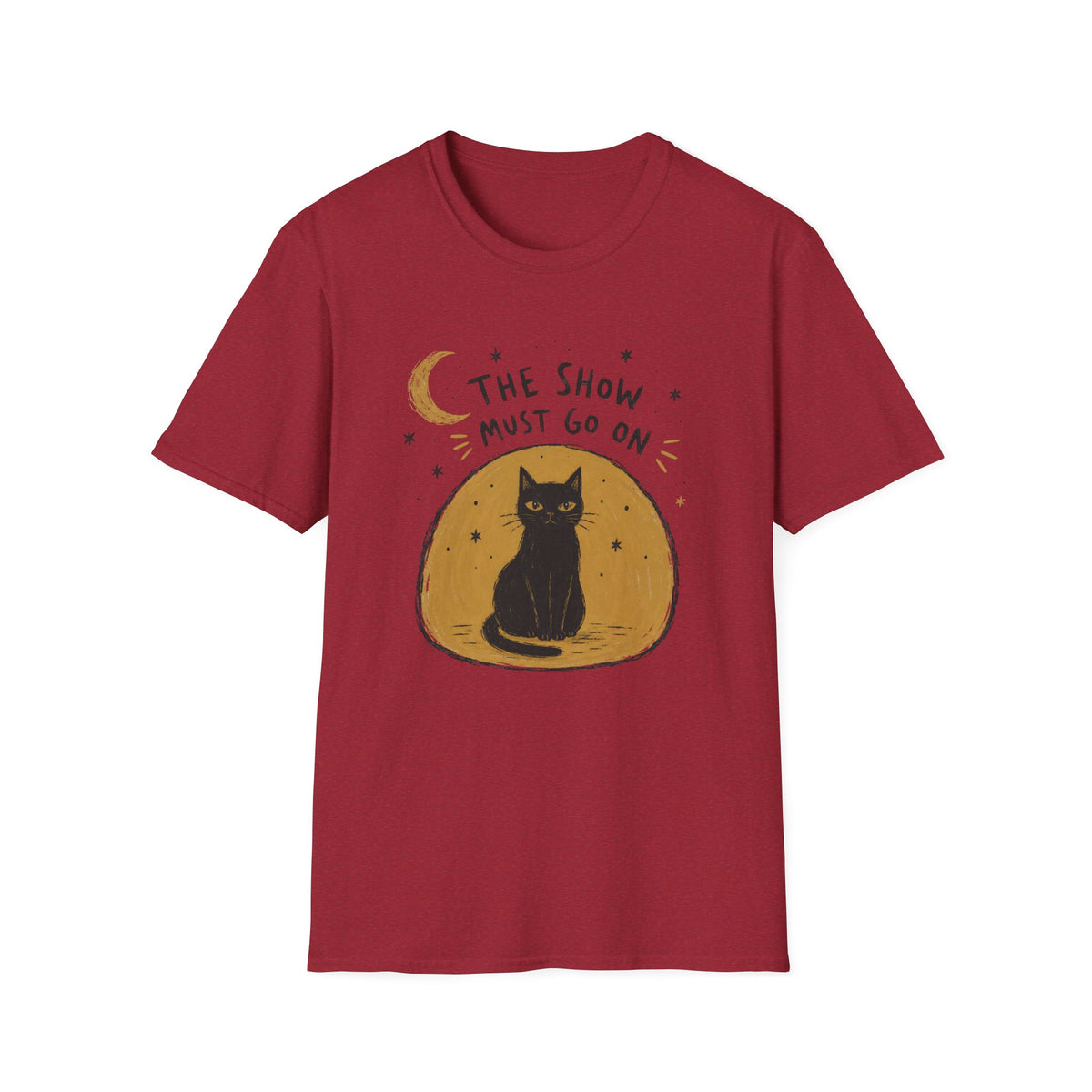 The Show Must Go On cat t-shirt in Antique Cherry Red