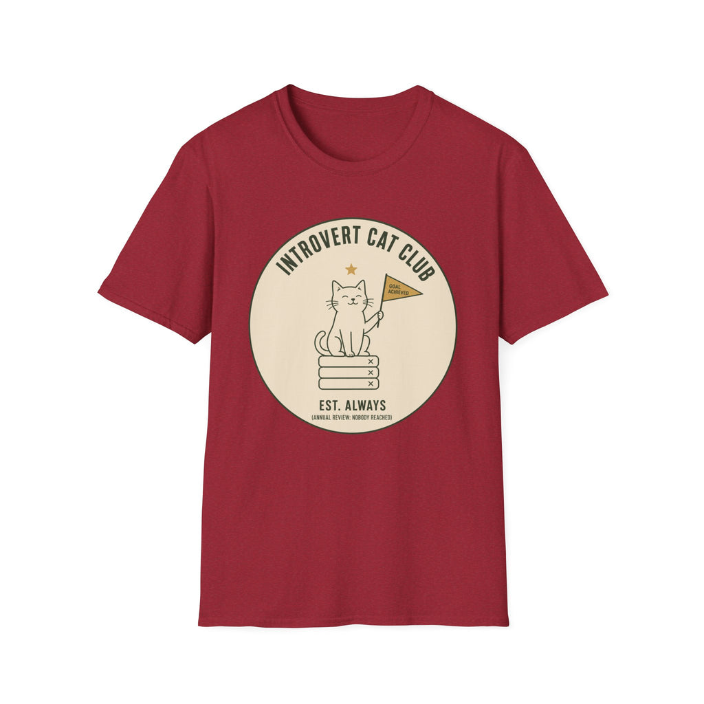 Introvert Cat Club t-shirt in Antique Cherry Red