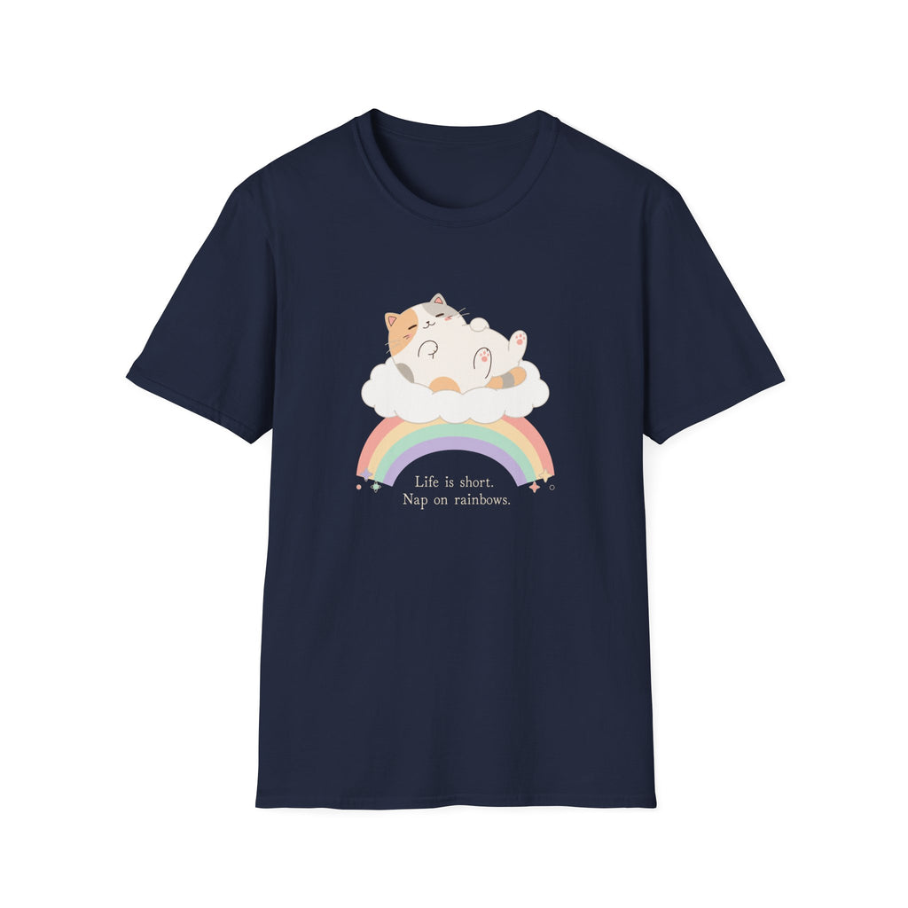 Nap On Rainbows cat t-shirt in Navy