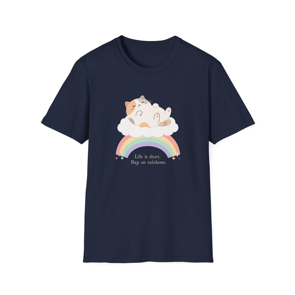 Nap On Rainbows cat t-shirt in Navy