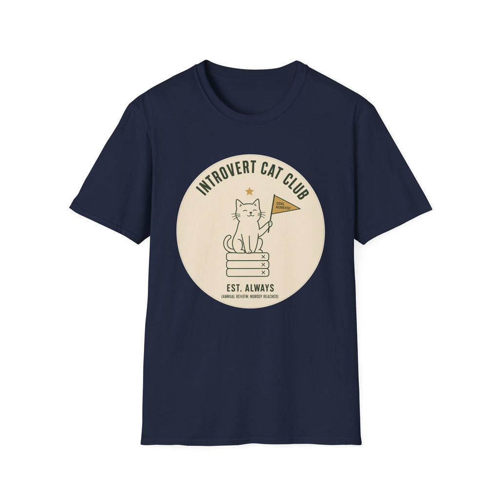 Introvert Cat Club t-shirt in Navy