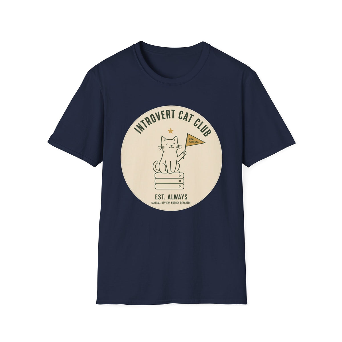 Introvert Cat Club t-shirt in Navy