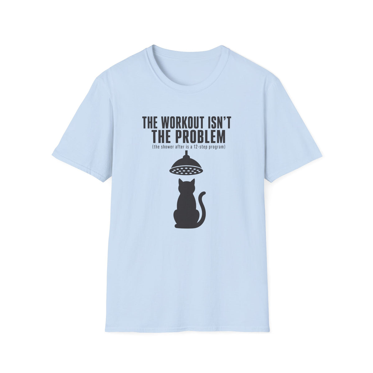 The Workout Is Not The Problem cat t-shirt in Light Blue