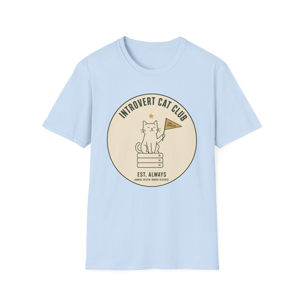 Introvert Cat Club t-shirt in Light Blue
