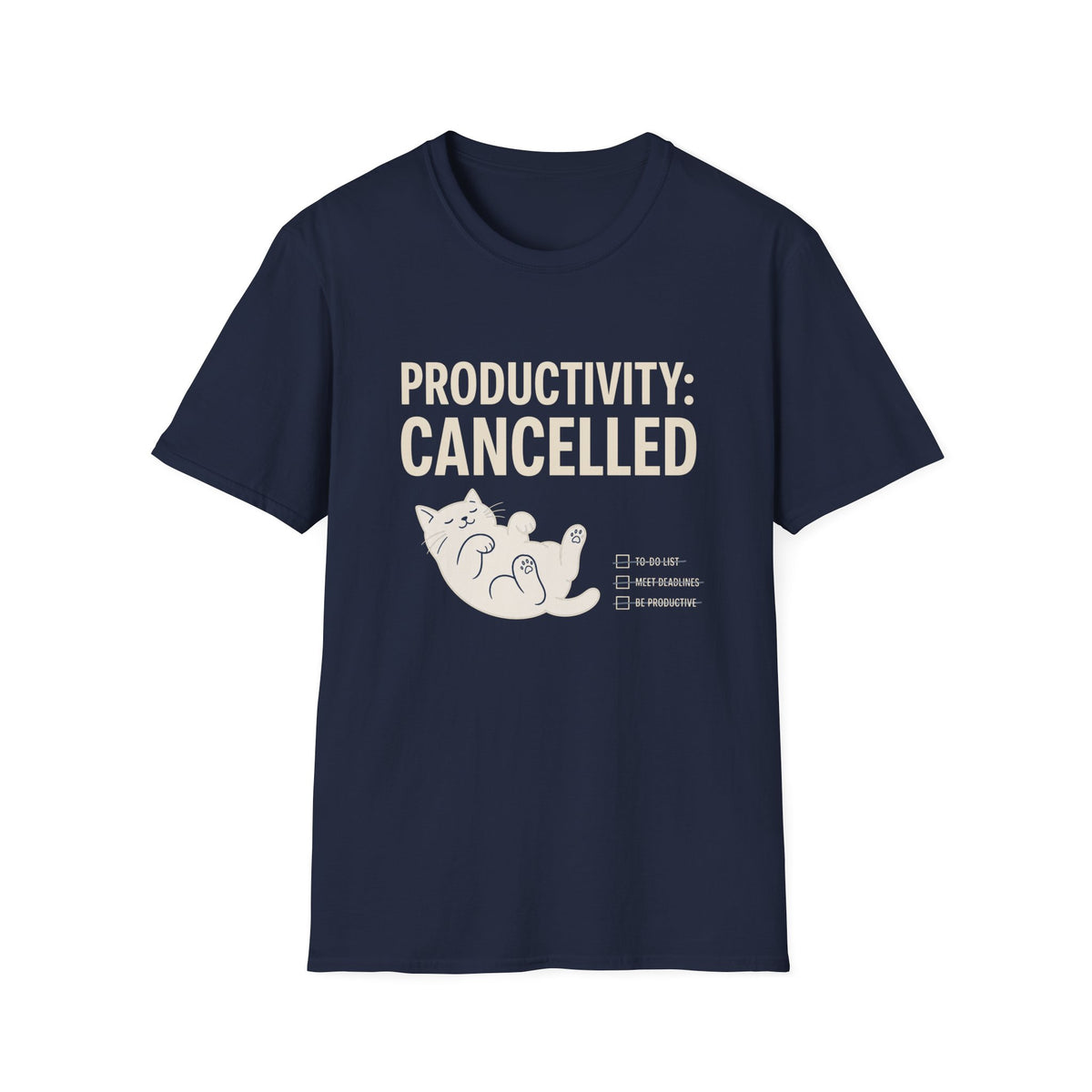 Productivity Cancelled cat t-shirt in Navy