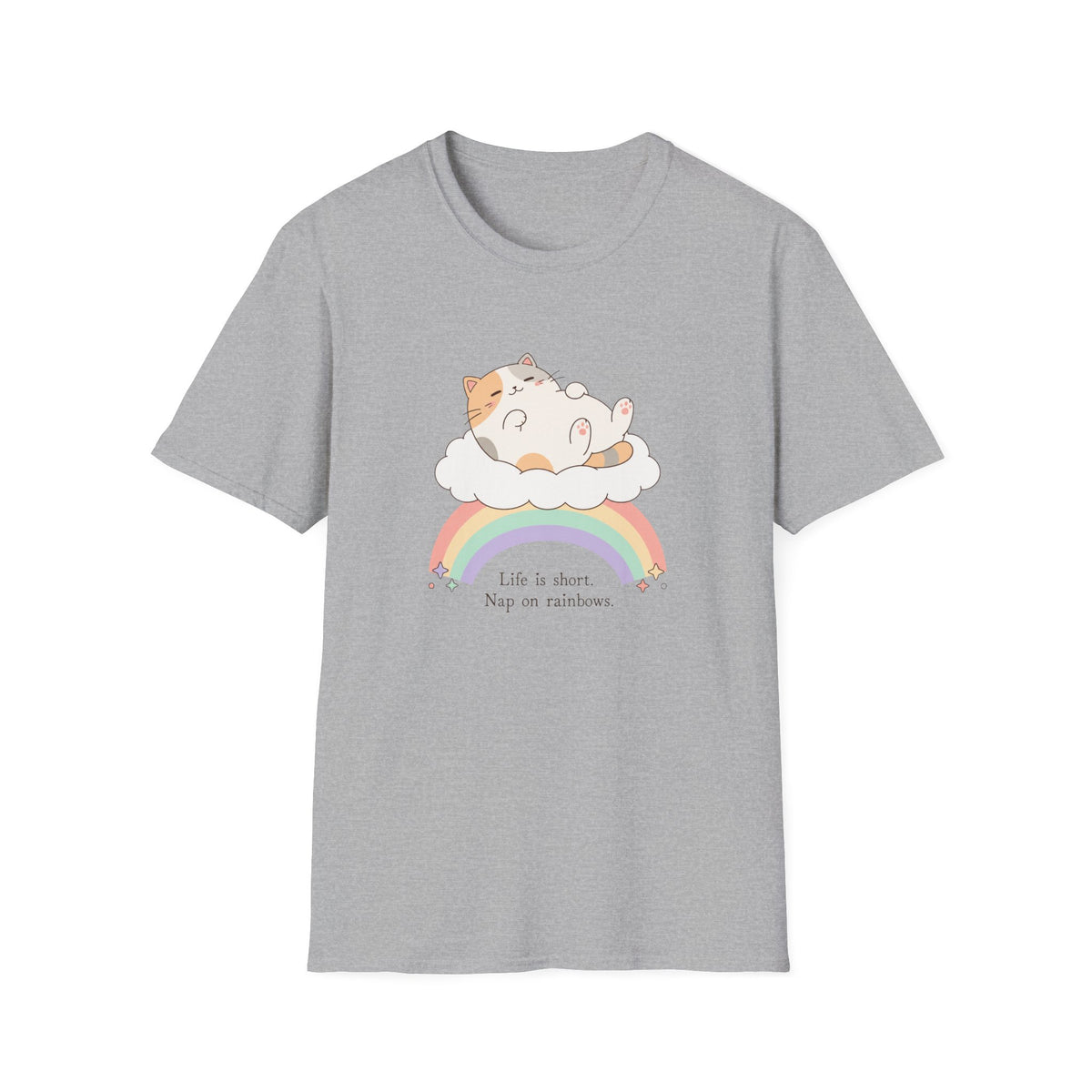 Nap On Rainbows cat t-shirt in Sport Grey