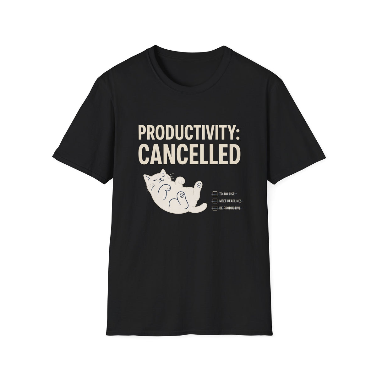 Productivity Cancelled cat t-shirt in Black