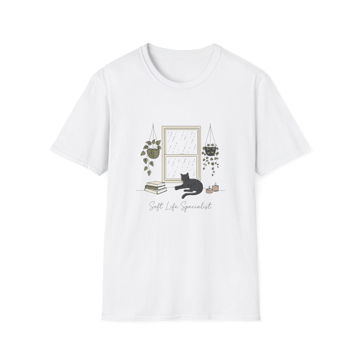 Soft Life Specialist cat t-shirt in White
