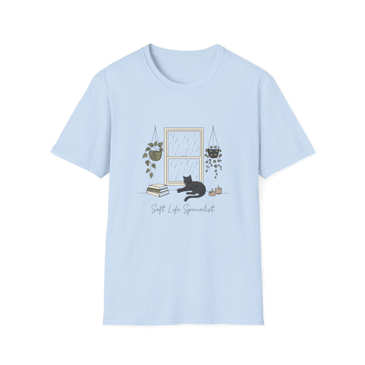 Soft Life Specialist cat t-shirt in Light Blue